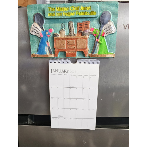 Ratatouille Wood Carving Magnetic Calendar Holder.